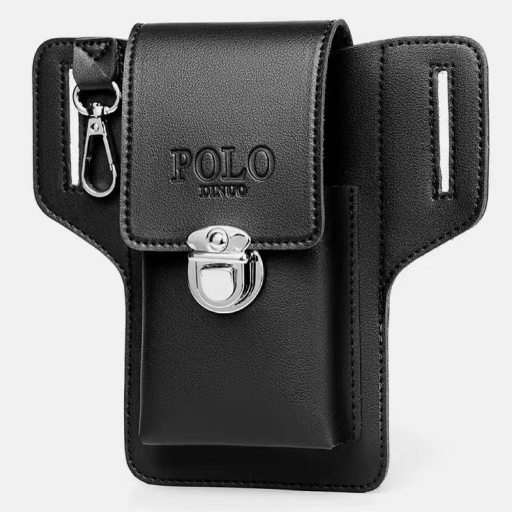 New Leather mobile phone cellphone belt bag. Black